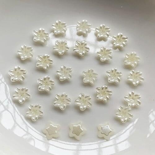 100pcs7mm ABS white flower flat back DIY jewelry making accessories Diamond Decal nail art decor