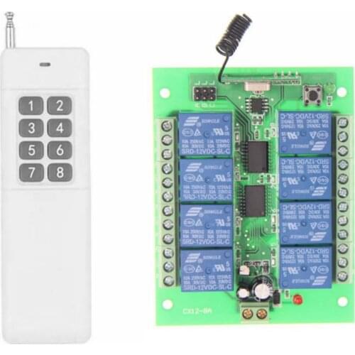 DC12V 24v8 Wireless Remote Control Switch Controls Power Supply Motor forward and reverse direction lamp access lock push switch