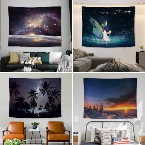 Home Decoration Accessories Tapisserie Starry Sky Landscape Decoration Background Cloth Boho Decor Tapestry Kawaii Wall Hanging