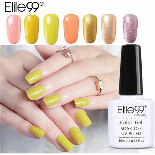 Elite99 Yellow Color Pure Nail Gel Varnishes Nail Art Design Manicure Soak Off Enamel Gel Polish LED UV Gel Nail Polish Lacquer