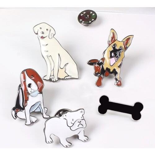 Enamel Cute Dog Pins Bone Shit Cartoon Brooches For Women Kids hat Bag Badges Shirt Denim Lapel Pin Friend Gifts Fashion Jewelry