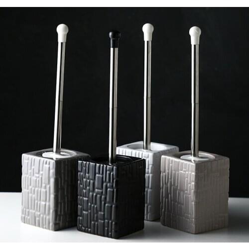 Nordic Art White Ceramic Toilet Brush Set Cleaning Tool Long Handle No Dead Corner Toilet Brush Bathroom Decoration Accessories
