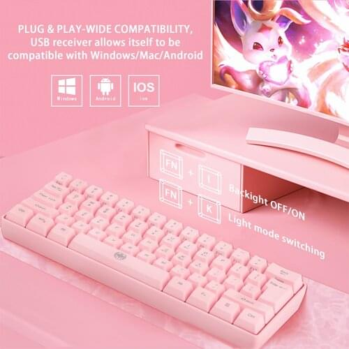 G61 61 Keys RGB Backlit 2.4G Bluetooth-compatible Dual Mode Wireless Keyboard Gaming Computer Keyboard for Gamer PC Laptop