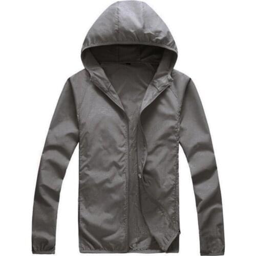 Jacket Unisex Solid Color Windproof Zipper Pocket Hooded Jacket Summer UV Fishing Sports Travel Jacket Men tracksuit XXXL