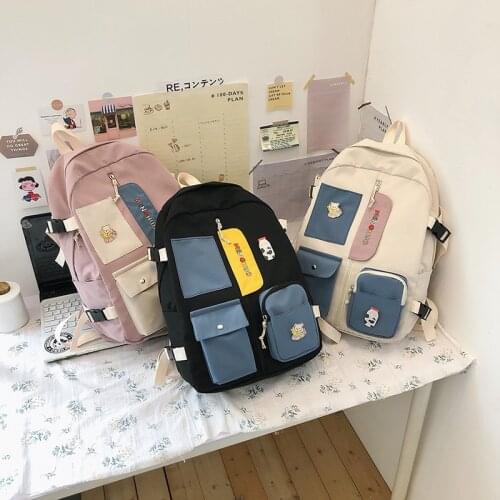 Middle School Student Ladies Cute Backpack Women Female School Bags Kawaii Backpack Nylon Girl Trendy Bag Travel Bag