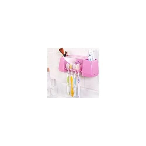 Fashion 2in1 double-sided adhesive five rack toothbrush rack 22*7*8.5cm Free Shipping