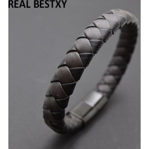 5pcs/lot Trendy Leather Bracelets Men Stainless Steel Multilayer Braided Rope Bracelets for Male Female Bracelets Jewelry MEN
