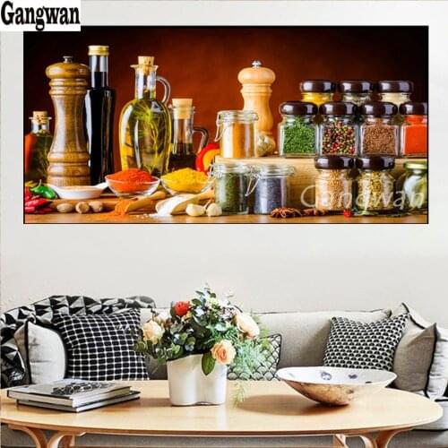 Full Square Cross Stitch Kit 5D diy Diamond Painting Various spices Pictures Kitchen Restaurant Decor mosaic Full Embroidery