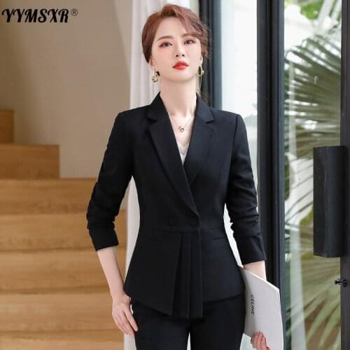 The Latest Plus Size Womens Business Wear Suit Pants Two-piece High-quality Winter 2021 Fashion Ladies Jacket Slim Trousers