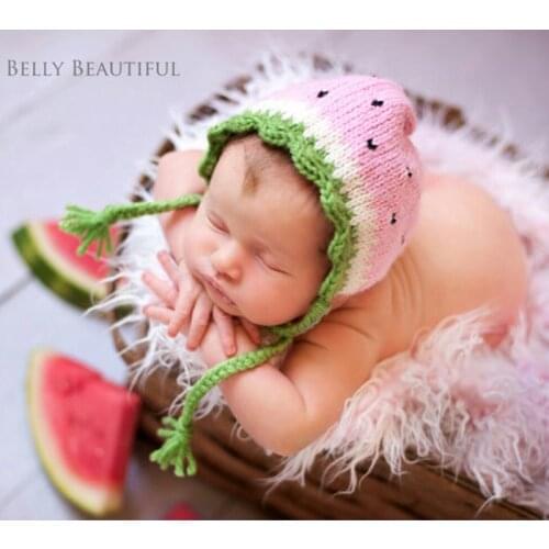 Newborn Photography Props Accessories Baby Crochet Hat+Wrap+3 Piece Of Watermelon Baby Photo Props Infant Photography Clothing