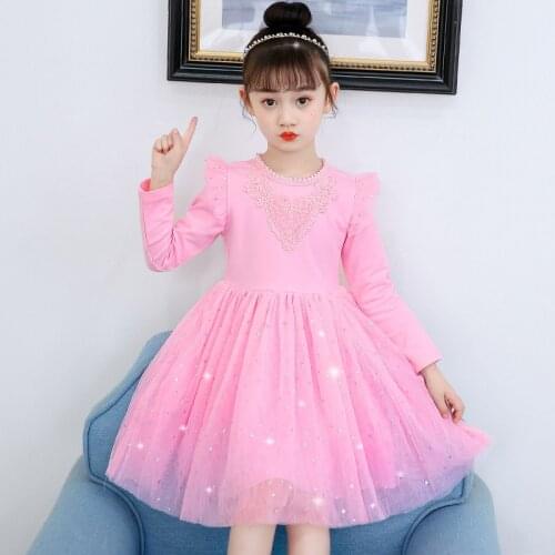 Girls Dress Autum Long Sleeve Children Wedding Sequins Dresses Elegant for Teenage Princess Dress for Girls 4 6 8 10 12 13 Years