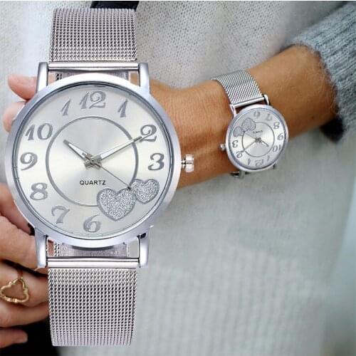 Drop Shipping Fashion Lady Love Watch Gift Watch Casual Women Steel Quartz Watch Relogio Feminino