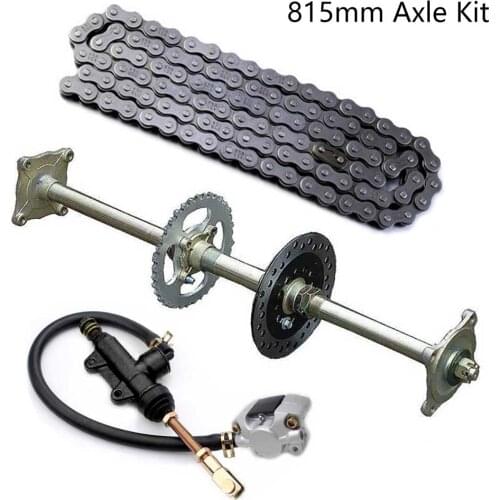 810mm Rear Axle Kit + Pair of Pillow Blocks Brake Assembly + 420 106L Chains For Go Kart ATV Frame