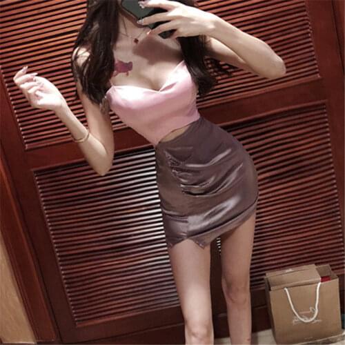 Real Shot 2020 Summer New Sexy Sling Waistless Waist Bag Hip Sleeveless Short Dress