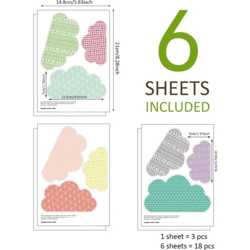 1 set Ins Nordic Style Cute Colored Clouds Wall Stickers Wall Decals Girl Room Wall Decoration for Living Room Bedroom Murals