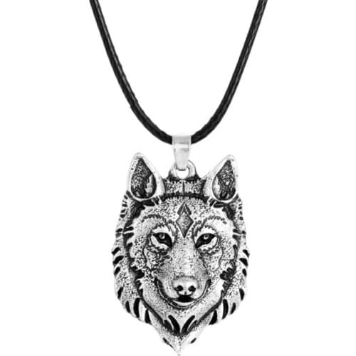 WWLB 1pcs Wolf Head Necklace Pendant Animal Power Norse Viking Amulet Necklaces Pendants Men Women Gift Jewelry
