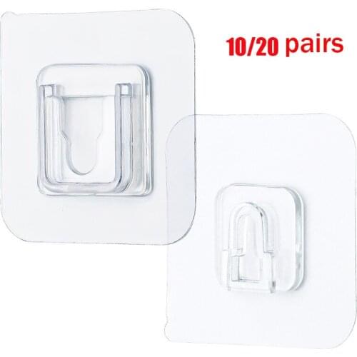 20Pcs Double-Sided Adhesive Wall Hooks Hanger Strong Transparent Suction Cup Wall Holder For Kitchen dubbelzijdig klevende haken