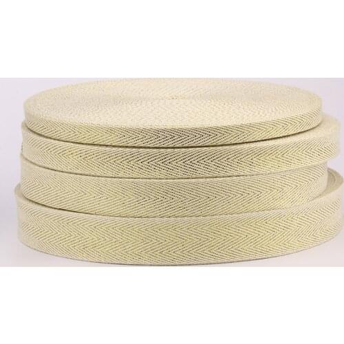 3/8" 10MM 5/8" 15MM 100% cotton and Golden silk natural Herringbone belt cotton ribbon 50yard/lot lace set