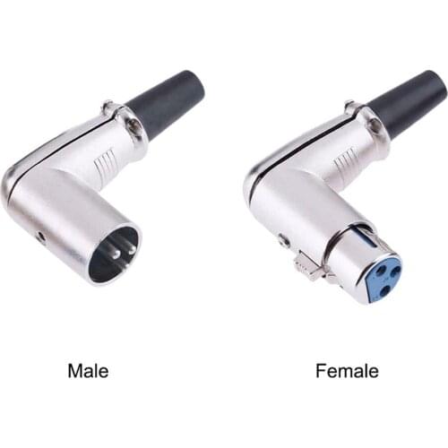 3 PIN XLR Connector Male Female Plug Jack Microphone Cable Adapter 90 Degree L Type Shape Right Angle MIC Adapter