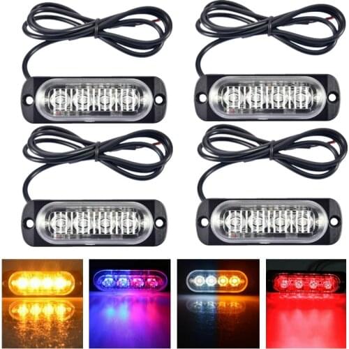 4PCS Strobe Side Lights Trailer Lights Grill Breakdown 12V 24V Flashing Strobe Light Emergency Lights Stroboscope For Auto