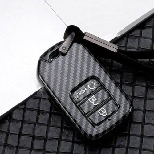 ABS Carbon fiber Car Key Cover Case for Honda Civic CR-V HR-V Accord Jade Crider Odyssey 2015- 2018 High Quality Auto Key Shell
