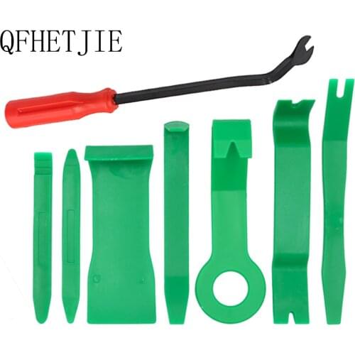 QFHETJIE Car Accessories Audio Disassembly Tool 8-piece Set Inner Door Screwdriver Green Retrofit Installation Sound Insulation