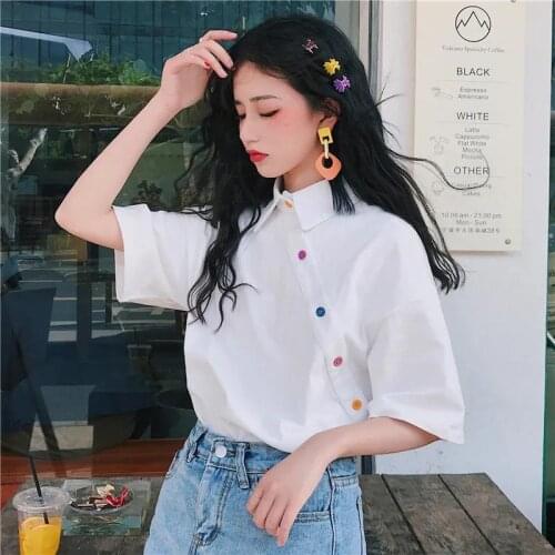 White Cartoon Polo Shirt Girl Fashion Women Funny Oversize T-Shirt Funny Cotton Kawaii Harajuku Tops Summer Gothic T Shirt