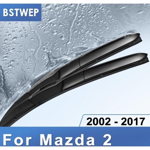 BSTWEP Wiper Blades for Mazda 2 Demio Fit Hook Arms 2003 2004 2005 2006 2007 2008 2009 2010 2011 2012 2013 2014 2015 2016 2017