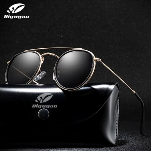DIGUYAO Luxury Women Sunglasses Men ROUND Polarized Sun Glasses Alloy Twin Beam Retro Female Glasses Shades Oculos Feminino
