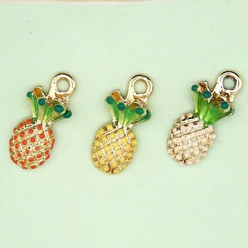 5 Pcs/Set Enamel Pineapple Charms Jewelry Accessories Earring Pendants Bracelet Necklace DIY Making Finding European Alloy