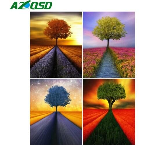 AZQSD Painting By Number Canvas Kits Landscape HandPainted DIY Gift 40x50cm Pictures By Numbers Tree Home Bedroom Wall Artwork