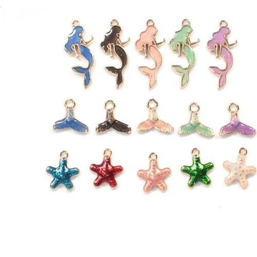 Fashion 10Pcs 8*16mm Alloy Mermaid Fishtail Starfish Charms For Jewelry Making Earrings Necklace Pendants Handcraft Wholesale