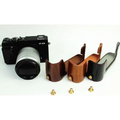 Fashional Camera Bag Case For Fujifilm XE2 X-E2 X-E1 XE1 PU Leather Half Body Set Cover With Battery Opening