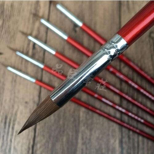 Top Grade Value Kolinsky Sable Hair Round Point Paint Brush Set for Gouache Acrylic Watercolor Painting DIY Craft 6Pcs
