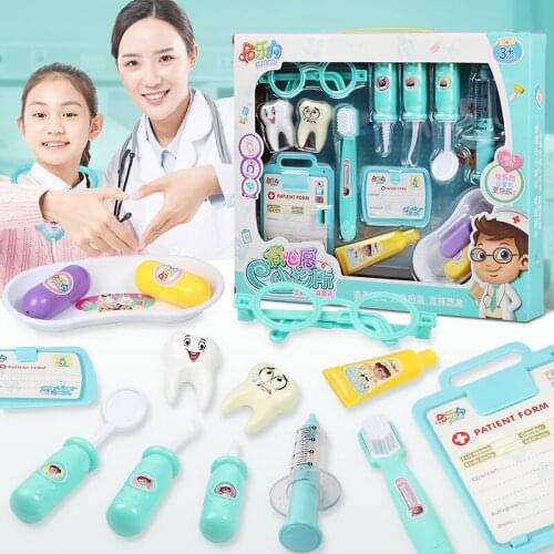 Set Portable Suitcase Boy Girl Simulation Stethoscope Medical Tool Toys Gift 10PCS Children Pretend Play Doctor Dentist Toy