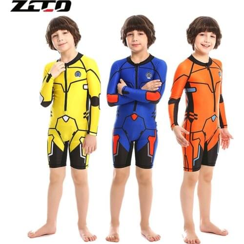 2021 New Childrens One-piece swimsuit Childrens swimwear boys Long-sleeved swimsuit