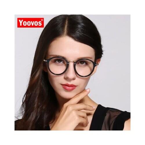 Yoovos Computer Glasses Frame Round Glasses Spectacles Okulary Transparent Female Womens Eyeglasses Frame Optical Frames Clear