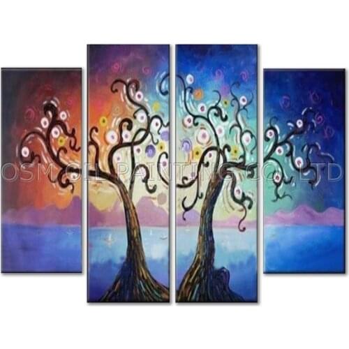 OSM Artist Handmade High Quality Rich Colors Abstract Tree Oil Painting on Canvas Beautiful Tree Canvas Painting for Living Room