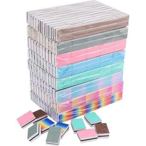 Nail File 100/180 For Manicure Sanding Polishing Sponge Square Nail Buffer Blocks Gradient rainbow Designs Disposable Nail Files
