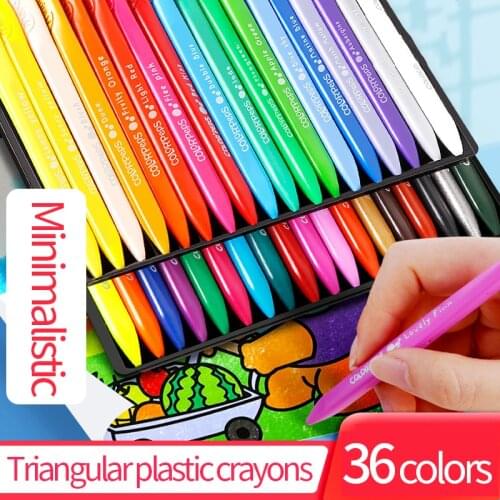 Plastic crayons children oil pastels 36 colors kindergarten not dirty hands triangles washable baby color art paint brushes