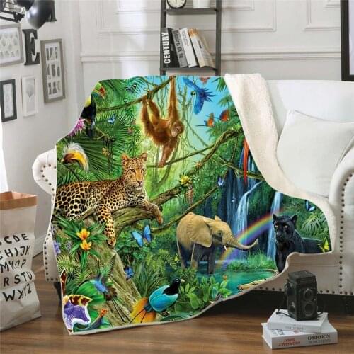 Custom Cartoon Tiger Zoo Gothic Fleece Blanket For Beds Thick Quilt Fashion Bedspread Sherpa Throw Blanket Adutls Kids Dropship