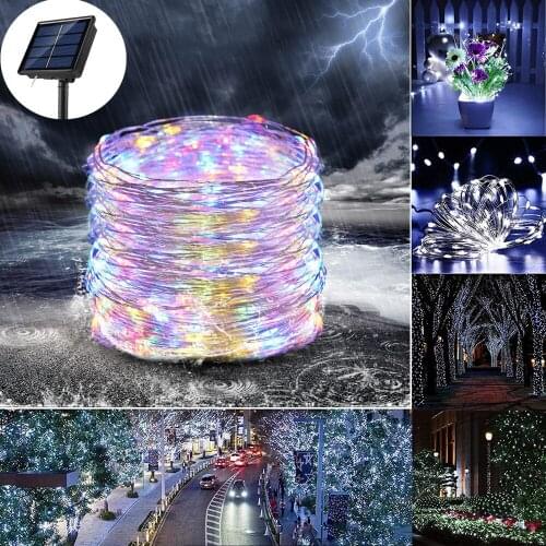Christmas Lights For Outdoor New Year 2022 Solar Led Festoon Garland Fairy String Light 10/20M Wedding Garden Party Room Decor