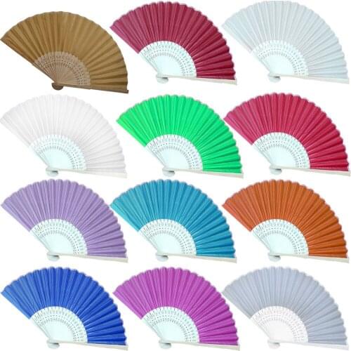 Pattern Folding Dance Wedding Gifts for Guests Party Decoration Pocket Gifts Lace Silk DIY Hand Held Fan Home Decor Solid Color