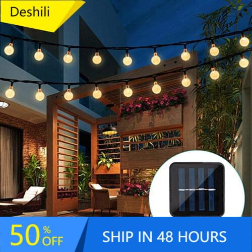 Solar String Lights Outdoor Led Crystal Globe Lights with 8 Modes Waterproof Solar Powered Patio Light for Garden Party Decor