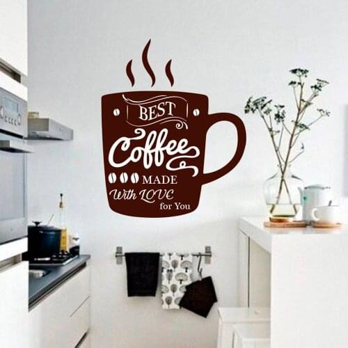 Coffee wall decal Vinyl Cup of coffee Kitchen wall Stickers Coffee cup Kitchen quote decal Vinyl Dining Room Cafe Decor X633