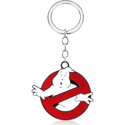 High Quality Movie Ghostbusters Keychain Glow In Dark Belt Buckle Red Enamel Alloy Keychain