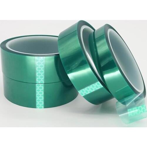 0.06mm thick (3mm-50mm)x33m High Temperature Resistant PET Green Adhesive Tape for Sticky PCB Electroplate Shielding wholesale