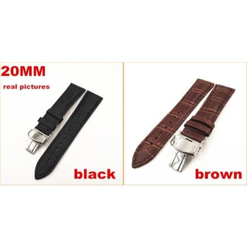 1PCS 18MM 20MM 22MM genuine leather Watch band watch strap waterproof leather stainless steel buckle black brown color