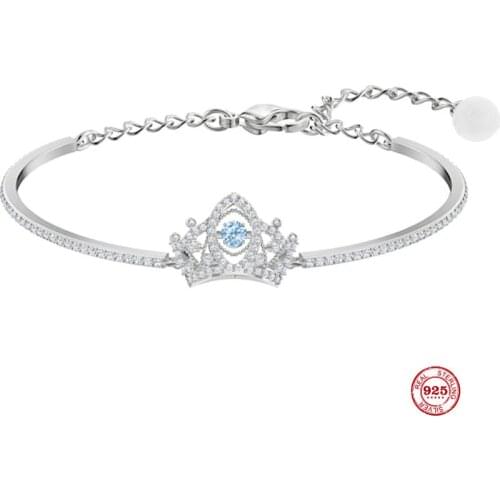 2020 New Fashion Charm Pure 925 Silver Original 1:1 Copy, Elegant Temperament Crown Fashion Bracelet Female Luxury Jewelry Gifts