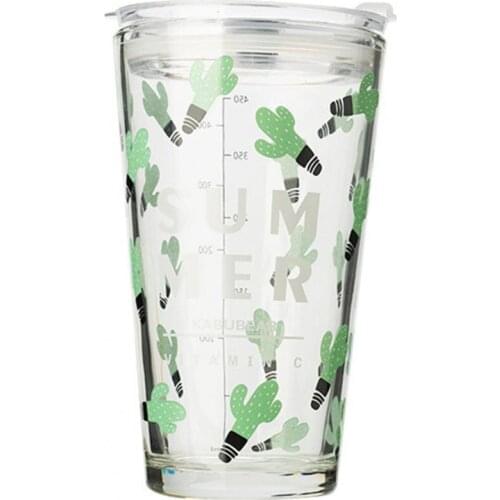 450ml Water Glass Bottle Graduated with Straw Broken-resistant Lovely Juice Cup for Home Portable Drinking Bottle